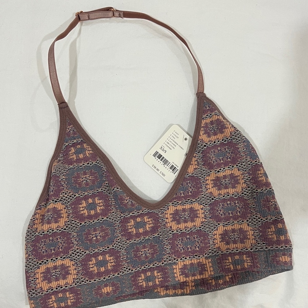 Free People Patterned Bralette in Purple and Brown